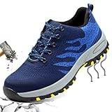 PHMNZIP Arbeitsschuhe S3 Herren 41 Sicherheitsschuhe mit Stahlkappe Arbeit Schuhe Männer Sicherheit Sneaker Turnschuhe Sportlich Schutzschuhe für Kinder Jungen Blau