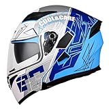 Motorrad Helm Klapphelm Integralhelm Mit Doppelvisier Motorradhelm Sturzhelm Für Damen Herren Erwachsene DOT/ECE Zertifiziert Flip Vollvisierhelm Motocross Helm 1,XXL:63-64CM