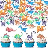 TaimeiMao 50 Stück Dinosaurier Tortendeko Essbar,Dino Kuchendeko,Essbare Tortenaufleger,Esspapier Tortendeko,Dino Cake Topper,für Kinder Mädchen Junge Geburtstag Baby Shower Party Bunt-dinosaurier1