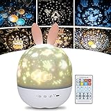 URAQT Sternenhimmel Projektor, 360° Drehbar Starry Projector Light, LED Nachtlicht Erwachsene mit Timer des Fernbedienung 4 Lichtmodi 6 Projektionsthemen 7 Helligkeit 8 Musikarten [Energieklasse G]