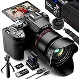 NBD Digitalkamera, Videokamera 4K 48 MP mit Autofokus, 16-facher Digitalzoom, 180-Grad-Display, drehbar 3,0 Zoll, NBD-S210-DP-BK-2502-EU