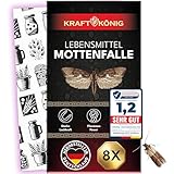 KRAFTKÖNIG Premium Lebensmittelmotten Falle - 8X Mottenfalle Lebensmittel mit Langzeitwirkung - Pheromonfalle mit starker Lockwirkung - geruchlose Lebensmittel Mottenfalle - Made in Germany