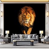 WHUOEUCO Art Fototapete Schwarzer Tierlöwe 200x140 cm 3D Effekt Vlies Tapeten Wandbilder Motivtapete, Moderne Wohnzimmer Schlafzimmer Esszimmer Hintergrund Wandtapete