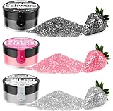 Essbares Glitzer Set - 3x4g Essbarer Glitzer für Getränke Torten, Lebensmittelfarbe Glitzer Pulver für Schokolade, Cocktail, Drinks, Fondant, Flüssigkeiten