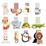 AUYAO Lesezeichen Magnetisch 12Stück Süße Tier Magnet Lesezeichen Kinder Magnetische Lesezeichen Lustige mit Magnet für Bücher Lesehilfe-Streifen Geschenk für Erwachsene Junge Mädchen Schüler Lehrer-B