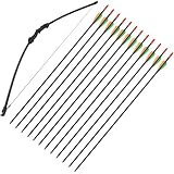 Pfeil und Bogen Set Takedown Recurvebogen und 12er Fiberglaspfeiles für Junior Jagd Anfänger Linke und rechte Hand 15LBS