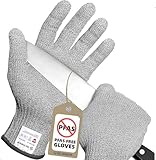 Schwer LEVEL A9/F Schnittschutzhandschuhe, ultimativer Schnittschutz nach den höchsten US-amerikanischen und europäischen Standards, PFAS-frei, zum Schneiden von Fleisch, Austernschütten(grau,L)