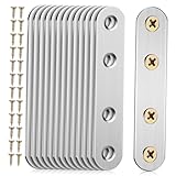 TOPBATHY 14 Stück Eckcode aus Edelstahl Malerei geschlitzt Wohnung gerade Halterung Loch Eckwinkel flache Klammern Reparaturplatte Teller reparieren Rostfreier Stahl Silver