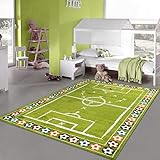Teppich-Traum Spielteppich Kinderzimmerteppich Fußball sanft warm pflegearm hautsympathisch langlebig grün, 120 x 170 cm