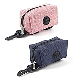 Juliyeh 2 Stück Kotbeutelspender für Hunde,Kotbeutelspender für Leine,Hundekotbeutelhalter,Kotbeutelspender,Kotbeutelspender Leder,für Spazierengehen mit Dem Hund,Laufen,Wandern (Rosa + Dunkelblau)