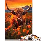 1000-teiliges Puzzle „Schottische Hochlandrinder“ für Erwachsene, Holzpuzzle, Lernspiel, Heimdekoration, 1000 Teile (75 x 50 cm)