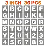 BAMIDELE 7,6 cm Buchstaben- und Zahlenschablonen, 36 Stück, wiederverwendbare Kunststoff-Alphabet-Sprühfarbe Schablonen zum Malen auf Holz, Wand, Stoff, Stein, Kreidetafel, Tür, Veranda, Beschilderung