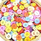 CHSEROK 6 Größen 400 Stück Bunt Knöpfe, Kunststoff, Bastelknöpfe, für DIY-Basteln, Nähen, Dekorieren, Knöpfe für strickjacke