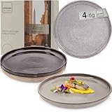SÄNGER Kairo | Teller Set 4 Personen, 4x Speiseteller Set aus Steingut, Dinner Set kratz- mikrowellen- spülmaschinenfest, Steingut Teller Essteller Essgeschirr, mehrfarbig Teller Set | VALUE COLLECTON