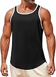 Runcati Tank Top Herren Ärmelloses Muskelshirts Gym Fitness Funktionsshirt Training Unterhemd Bodybuilding Achselshirts Männer T Shirt Sommer Sport Laufshirt Schwarz L