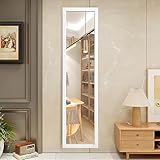 FANYUSHOW Standspiegel, Bodenspiegel, HD, Ankleidespiegel mit Polystyrol, Kleiderschrank für Wohnzimmer, Ankleidezimmer und Eingangsbereich-Weiß, 120x30 cm