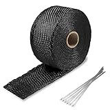 Hitzeschutzband für Auspuff - 5 m schwarzes Thermoband mit 6 Edelstahlkabelbindern