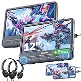 GOnavidio 12' Doppel Auto DVD Player mit HDMI-Eingang, Auto Kopfstützen Player für Kinder mit Kopfhörern, unterstützt USB/TF-Karte, AV-EIN- und -Ausgang, regionsfrei, letzter Speicher