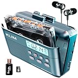Kassettenspieler - Kassettenrekorder - Cassette Player - Kassetten Digitalisieren - Tragbarer Kassettenrekorder - Mikrofon & Lautsprecher - Wiederaufladbarer Akku - 16GB SD-Karte - Blau