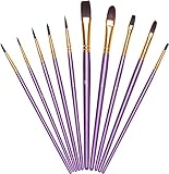 Vicloon Nylon Pinsel, 10 Stück Künstlerpinsel, Pinselset-Malen für Aquarell, Acryl & Ölgemälde, Perfektes Detail Pinsel für Anfänger, Künstler und Gemälde Liebhaber - Lila