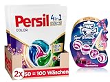 Persil Color 4in1 DISCS 100 WL + WC Frisch Spa Momente Harmonie 50g – Colorwaschmittel mit Tiefenrein-Technologie & WC-Duftspüler für hygienische Frische
