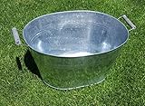 Zinkwanne groß oval Zinkschale 46 cm Gartendeko auch als Miniteich Pflanztopf Zinkbottich Blumentopf Pflanzschale 30 Liter(B)