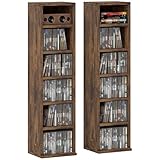 HOMCOM 2er-Set Regalsäulenschrank CD-DVD-Aufbewahrungsschrank 6 + 6 Fächer 21 x 22,5 x 88,5 cm max. Kapazität 204 CDs rustikal braun