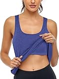 Cestyle Damen-Tanktop mit integrierten BHs, Racerback, Yoga, Workout, Sport, Activewear, 106 - Königsblau, Klein