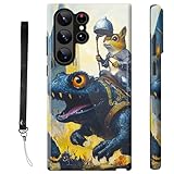 RWUTYTIUL Schutzhülle für Samsung Galaxy S24 Ultra 5G, 17,3 cm (6,8 Zoll), mit Armbandseil, stoßfest, doppellagig, robust, rutschfestes Silikon und hartes Polycarbonat, glänzend, Frosch-Maus