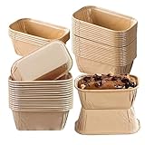 50 Stück Mini Rechteck Kuchenformen, Papierbackform 8×4×4cm, Kleine Backformen, Kastenform Brotbackform, Papier Muffinförmchen für Muffins Brot, Braun