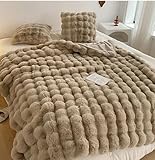 Luxuriöse Kunstfell-Überwurfdecke, Winter, warme Plüschdecke für Sofa, Couch, Bett, superweiche, doppelseitige Felldecke, 100 x 160 cm, flauschige dekorative Decke, gemütlicher Akzent für Zuhause