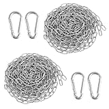 2 Stück Edelstahlkette Meterware, 1,5mm*5m Stahlkette Kette, Edelstahl Kette, Langlebige Gliederkette, Rundstahlkette Edelstahl Ketten mit 4 Karabiner für Wäschetrocknen, Hundekette