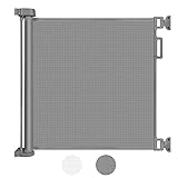 Looxii Treppenschutzgitter Ausziehbares Türschutzgitter Roll 0-180 cm Schutzgitter Absperrgitter Hundebarriere für Treppe Baby Kinder Hund Grau