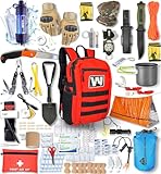 WONCROW ® Groß Survival Kit - Notfall Ausrüstung mit Camping Zubehör - Militär Ausrüstung zum Wandern Bushcraft - Outdoor Messer Taktische Taschenlampe Feuerstahl Notfallset Blackout Notfallausrüstung