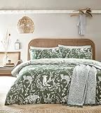 furn. Sanddorn-Bettwäsche-Set – Waldtierdruck mit wendbarem Design, Polycotton-Bettwäsche (Grün – Einzelbett)