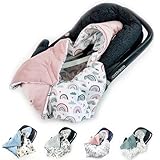 BABEES© Wattierte Velvet Winter Einschlagdecke mit Füllung für Babyschale Autositz, Universal,Baby Decke mit Klettverschluss für Kinderwagen Babytragen Babybett