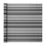 Ventanara® Balkonverkleidung Sichtschutz PVC Balkonumspannung Zaun Verkleidung Blende Windschutz Folie 500 x 75 cm Grau gestreift