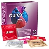 Durex Love Mix Kondome-Mischung – Vielseitige Mixpackung mit 5 verschiedenen Kondom-Sorten zum Ausprobieren – 40 Kondome (1er Pack)
