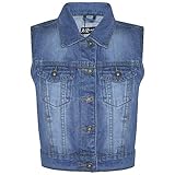 A2Z 4 Kids Mädchen Jeansjacke Stilvoll Vielseitig Ärmellos Schule Weste Jacke - Denim Jacket JK17 Mid Blue 5-6