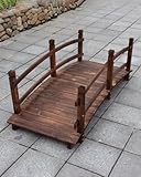 ZIMGOD Gartenbrücke Klassische Gartenbogenbrücke aus Holz mit Seitengeländern, 1,4 1,5 1,8m Wasserteich-Fußgängerbrücke, Kleine Gartenstegbrücken, Retro-Teichbrücke für Bachfarm(140cm (4.6ft))