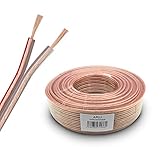 ARLI Lautsprecherkabel 50m 2x2,5 mm² Lautsprecher Kabel transparent Boxenkabel Polaritätskennzeichnung 50 m 2 x 2,5mm CCA Kupfer Boxen