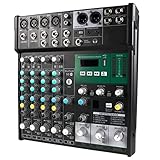 JODAIS Professioneller DJ-Mixer, 8-Kanal-Digital-Audio-Mixer-Verstärker Stereo-Sound-Mischpult Bluetooth USB für PC-Party-Studio-Aufnahmen, EIN Gefühl räumlicher Erweiterung
