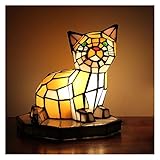 Tischlampe im Tiffany-Stil, Nachttischlampe, Buntglas-Katze, Nachttisch, Schreibtisch, Leselampe, Tiffany-Stil, Heimbüro-Dekoration, Katzenlichtlampe
