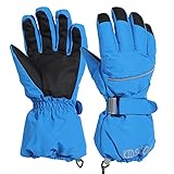 QKURT Kinder Skihandschuhe, Snowboard Handschuhe Schneehandschuhe wasserdichte und Winddichte Winter Fäustlinge für 4-14 Jahre Mädchen und Jungen Skifahren Snowboard Reiten Laufen Wandern Radfahren
