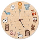 Kinderuhr mit süßen Tieren Wanduhr schöne Uhr für das Kinderzimmer mit süßen Tieren als Dekoration für das Zimmer von Kleinkindern oder Vorschulkindern