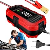 Motorrad-Erhaltungsladegerät – Digitales 12V Ladegerät Motorrad Batterieerhaltung Intelligentes Autobatterieladegerät Lithium-Ionen-kompatibel 2-Bank Ladefunktion Automatische Abschaltung Winterlageru