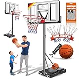 KESSER® Basketballkorb Outdoor mit Ständer & Rollen Inkl. 2x Netze, Basketball & Pumpe | Basketballanlage Höhenverstellbare Korbhöhe 230 bis 305 cm Basketballständer Korbanlage für Erwachsene & Kinder