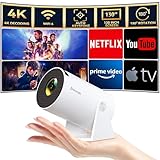Polocsh Beamer, Mini Beamer mit WiFi6 und BT 5.2, Projektor Full HD 720P, Automatische Trapezkorrektur, 180-Grad-Winkel, 130-Zoll Projector mit Android OS 11.0 für Phone/PC/PS5/Xbox, Grün