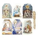 Sghtil Weihnachtsanhänger – bunte Etiketten zur Geburt Jesus, Weihnachtsbaum-Anhänger, Feiertagsparty-Requisiten für Kamin, Fenster, Weihnachtsbaum