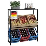 STEELSØN Macondo Getränkekistenregal mit Ablage – stabiles & platzsparendes Getränkeregal für 6 Kisten –Kistenregal Schwarz Metall – Kastenständer für Getränkekisten & Obst – Bierkisten Regal